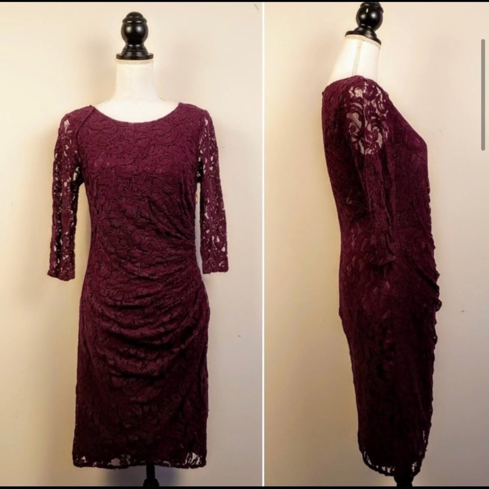 Adrianna Papell Purple Lace Cocktail Dress